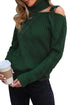 Strapped Cut Out Shoulder Turtleneck Sweater
